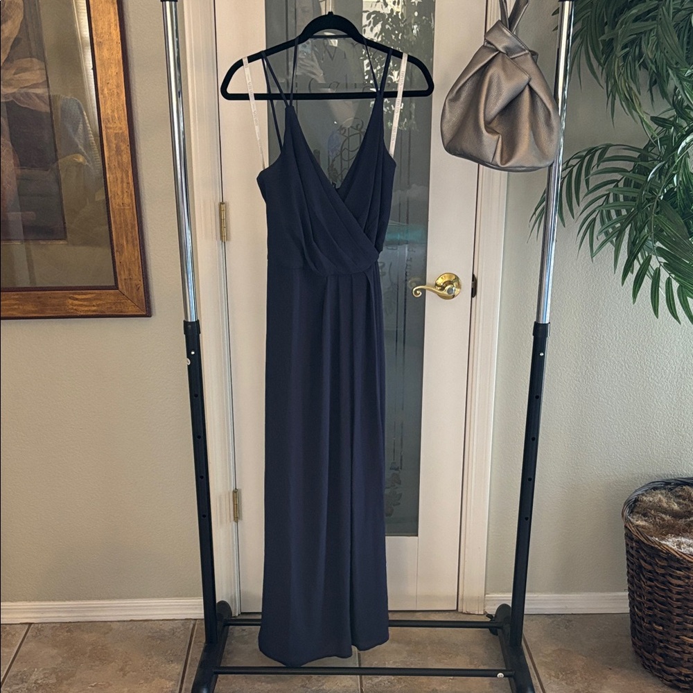 David's Bridal Elegant Dark Blue Maxi Dress